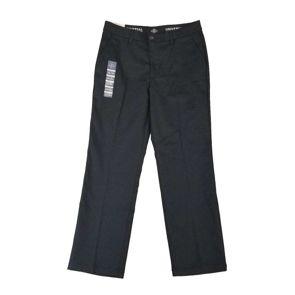 St John's Bay Pants Men 32x30 Black Universal Easy Care Chino Flat Front Stretch